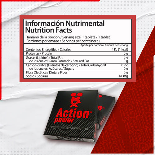 6 Pastillas Action Power Vigorizante Natural para Hombres - Fórmula con Maca, Jalea Real, Avena Sativa y Vitamina B | Suplemento para Potencia Masculina y Vitalidad, Energía y Rendimiento