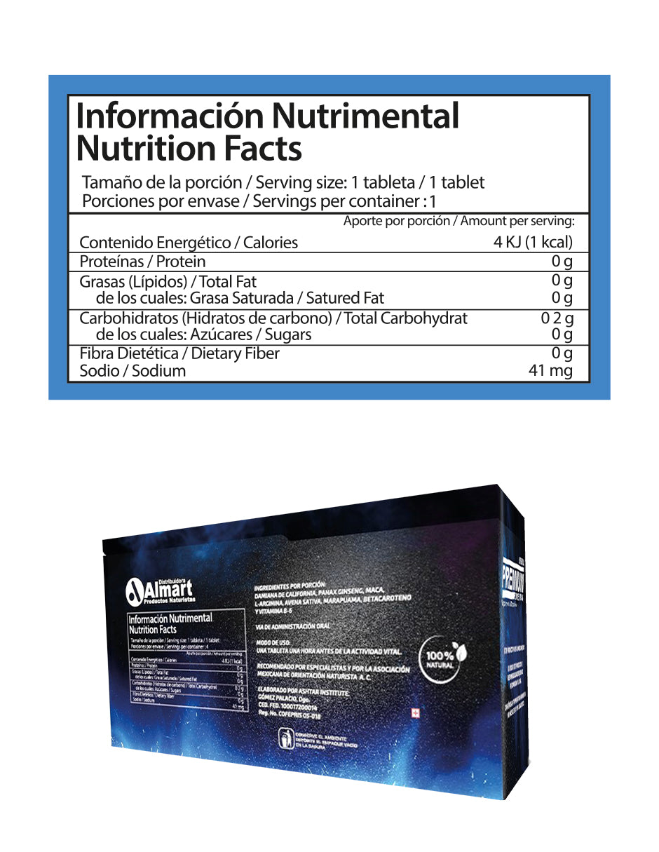 20 Pastillas Premium Vigorizante Natural para Hombres - Fórmula con Maca, Jalea Real, Avena Sativa y Vitamina B | Suplemento para Potencia Masculina y Vitalidad, Energía y Rendimiento